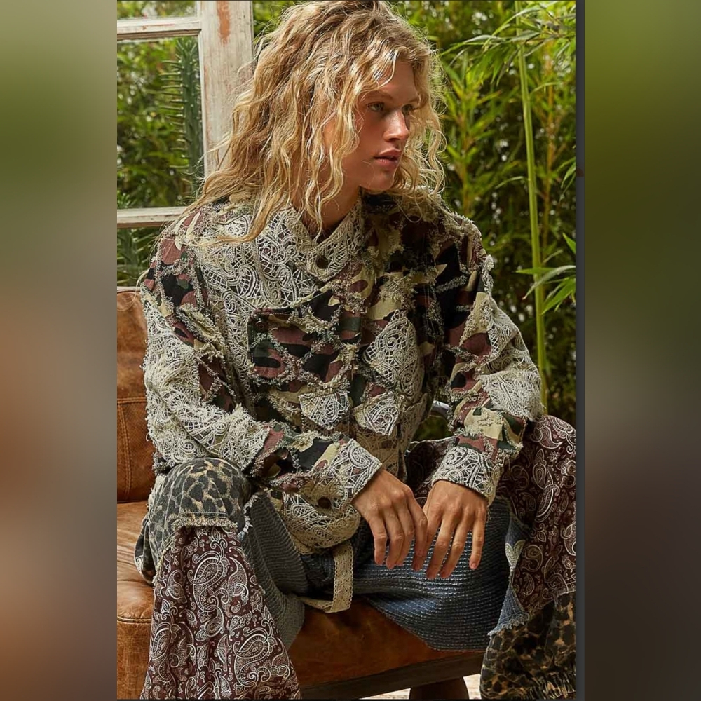 POL Patchwork Camoflauge Jacket Small (But Could Fit A Medium Easily)